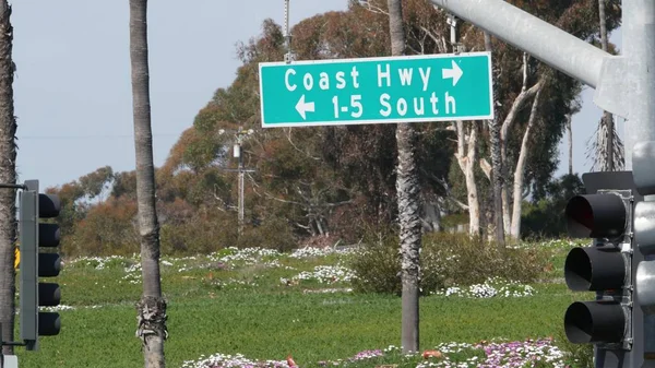 Pacific Coast Highway Historyczna Trasa 101 Znak Drogowy Kierunek Turystyczny — Zdjęcie stockowe