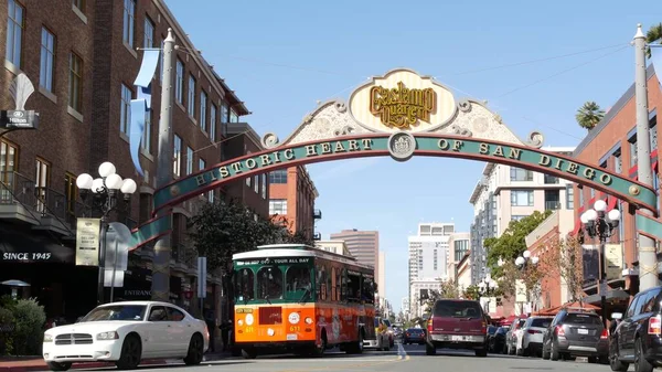 Сан Диэго Калифорния Сша Февраля 2020 Знак Gaslamp Quarter Historical — стоковое фото