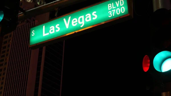 Fabulos Las Vegas Cartello Stradale Che Illumina Strip Nella Città — Foto Stock