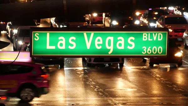 Las Vegas Nevada Usa Dec 2019 Verkeersbord Gloeiend Strip Fabelachtige — Stockfoto