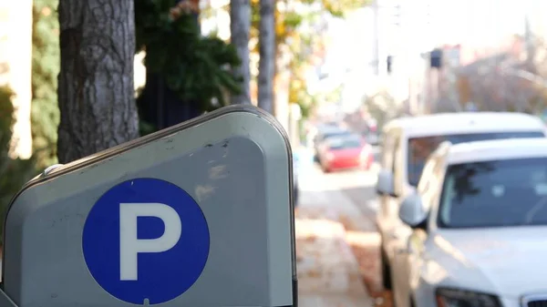 Señal Estacionamiento Como Símbolo Las Dificultades Tráfico Los Problemas Transporte —  Fotos de Stock