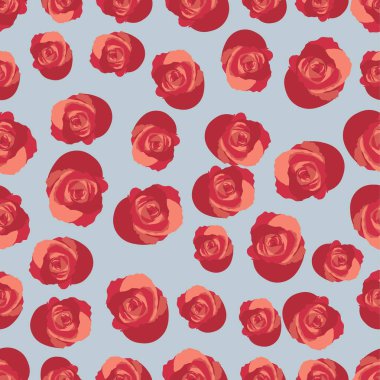 Gül kontür kırmızı siyah ve beyaz vektör illustratio ile Seamless modeli