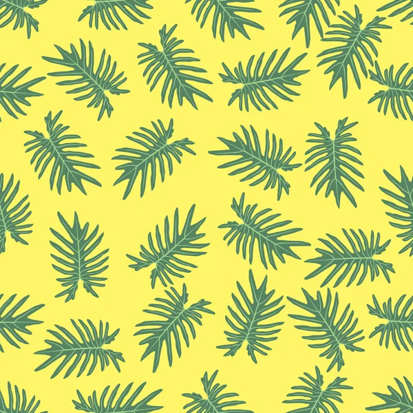 绿松石和绿色的热带树叶 无缝的平面设计 具有令人惊异的棕榈树 包装适合 现实的棕榈叶 — 图库矢量图片