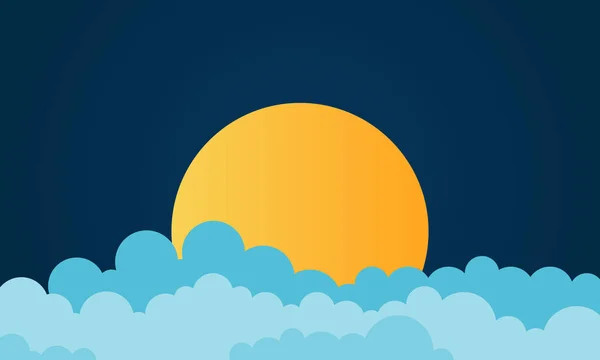 Σούπερ Σελήνη Ελκυστική Διάνυσμα Φόντο Νυχτερινό Ουρανό Συννεφιά Και Φωτεινά — Διανυσματικό Αρχείο