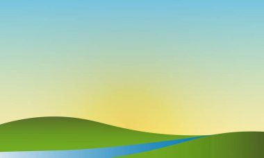 Yaz peyzaj açık gökyüzü vektör doğal peyzaj.