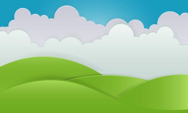 Yaz peyzaj açık gökyüzü vektör doğal peyzaj. 