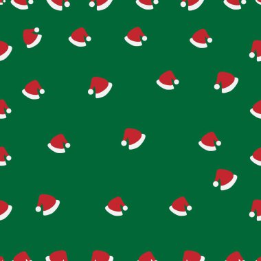 Kusursuz soyut vektör geometrik Noel şablonu. Kırmızı ve beyaz Noel Baba şapkaları