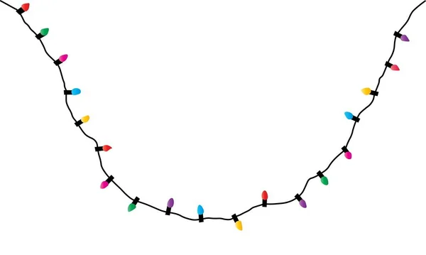 Natal Luzes Brilhantes Fundo Branco Guirlandas Com Bulbos Coloridos Festas —  Vetores de Stock