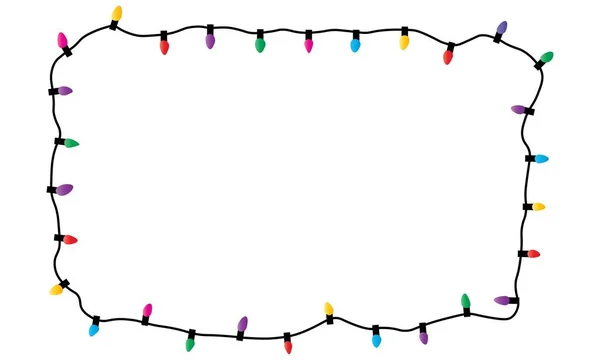 Christmas Glowing Lights White Background Garlands Colored Bulbs Xmas Holidays — Stock Vector