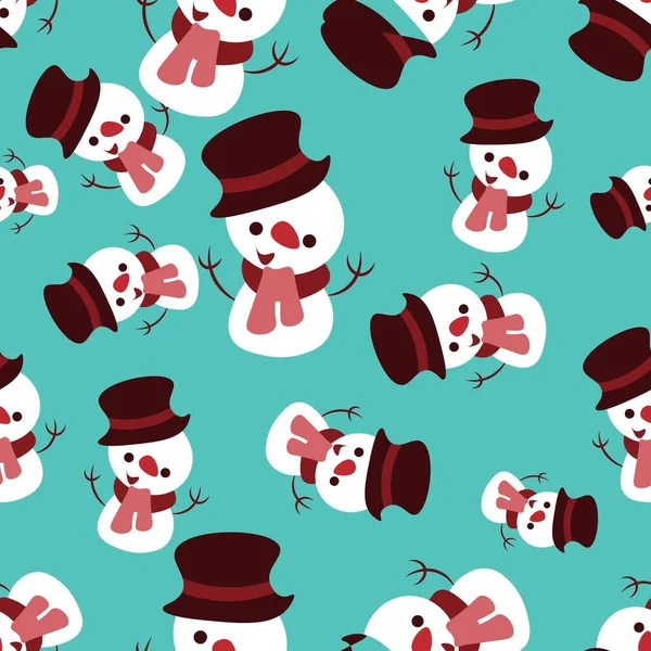 Seamless Pattern Snowman Design Wrapping Fabric Print Vector Illustration — Stock Vector
