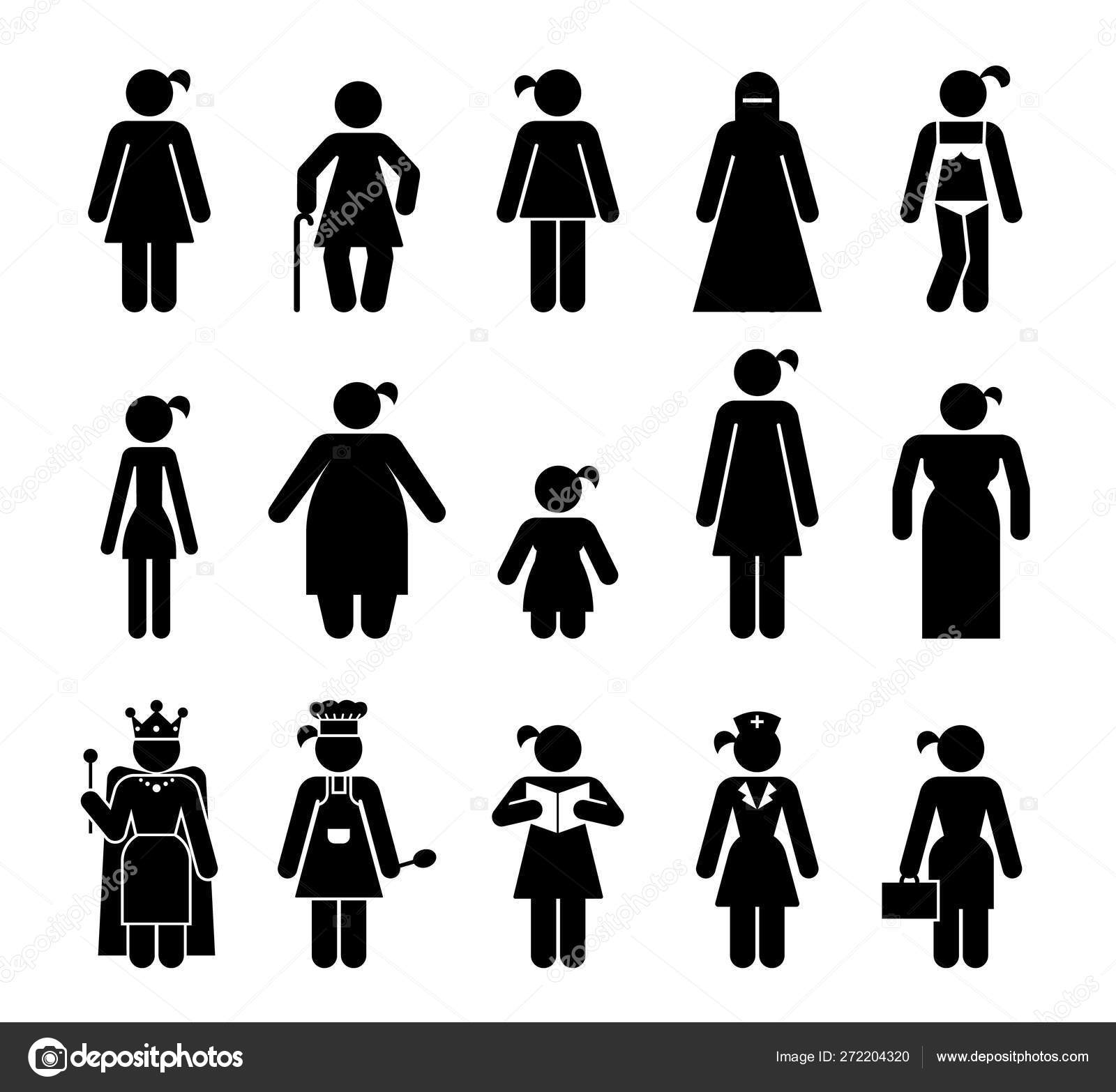 Set of female pictograms that represent various kinds of people. Stock ...