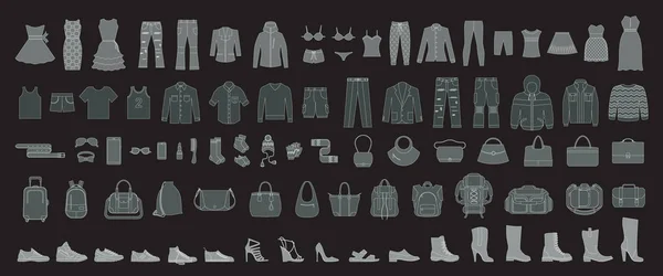 Ensemble de vêtements et accessoires pour hommes et femmes . — Image vectorielle