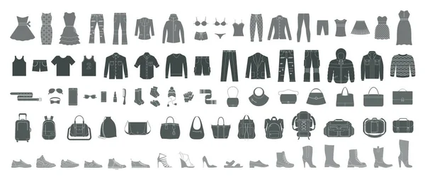 Conjunto de ropa y accesorios para hombre y mujer . — Vector de stock