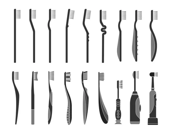 Conjunto de varias ilustraciones de cepillo de dientes . — Archivo Imágenes Vectoriales