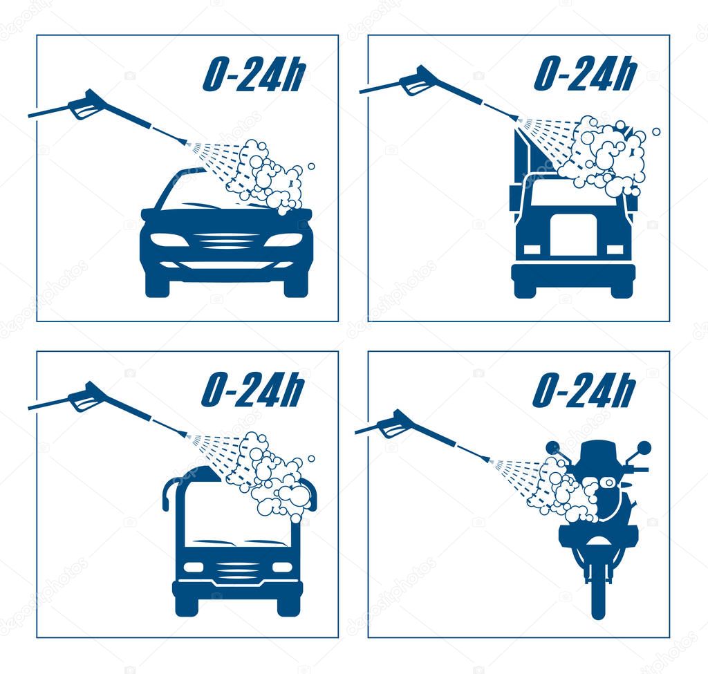 Collection of very useful icons for car wash.