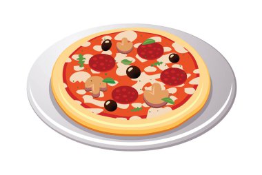 Lezzetli pizzanın vektör çizimi.