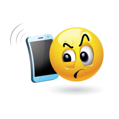 Telefon görüşmesi yaparken gülen bir kadının güvenilmez oluşunun vektör çizimi. 