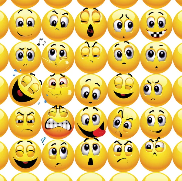 Smileys Different Face Expression — Stock Vector