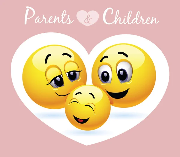 一个快乐家庭的矢量图解呈现了粗糙的微笑符号 喜欢为人父母 快乐的孩子 — 图库矢量图片
