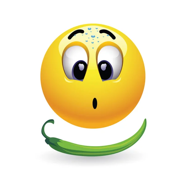 Pimenta Muito Quente Causando Dor Medo Com Smiley Que Come — Vetor de Stock