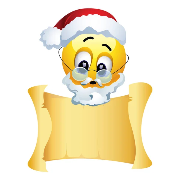Smiley Przebrany Świętego Mikołaja Czytający Wiadomość Klasycznego Listu Ilustracja Wektora — Wektor stockowy