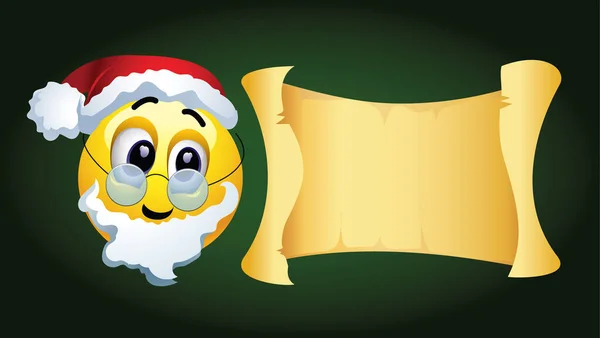 Smiley Przebrany Świętego Mikołaja Czytający Wiadomość Klasycznego Listu Ilustracja Wektora — Wektor stockowy