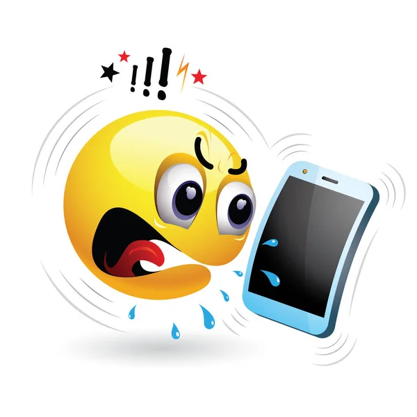 Vector Illustration Smiley Getting Angry Yelling Phone Talk Stock Vector