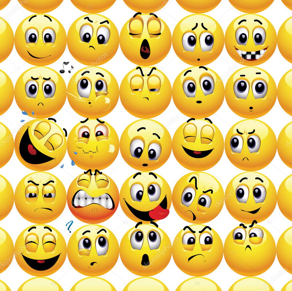 Smileys with different face expression.