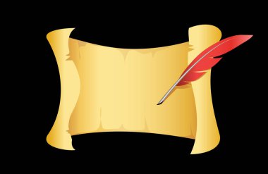 Kalem tüyü, mürekkep ve eski kağıt.. 