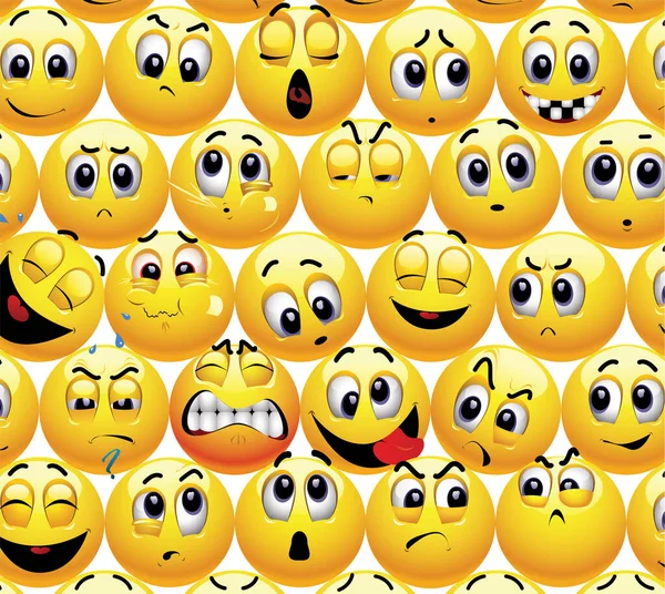 Bolas Sonrientes Con Diferentes Expresiones Faciales Pegadas Entre Grupo — Archivo Imágenes Vectoriales