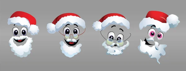 Vectorset Van Verschillende Maskers Voor Kerstman Vier Verschillende Illustraties Van — Stockvector