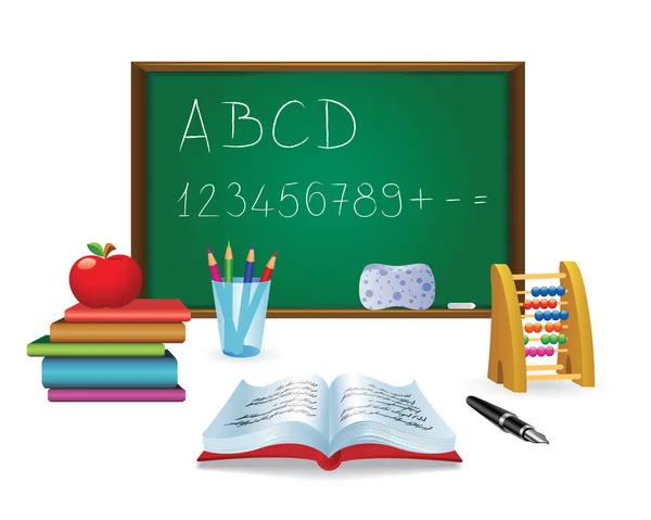 Blackboard Various School Stuff Teachers Students Illustration School Education School — Stock Vector