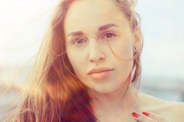 yaz stili portre genç güzel kadın açık