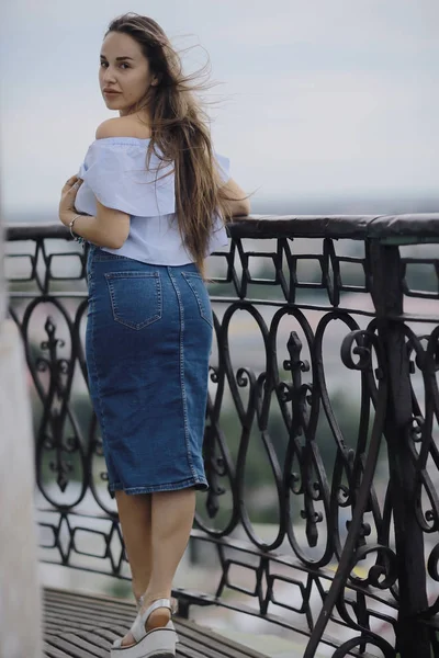 summer style portrait of young beautiful woman outdoor