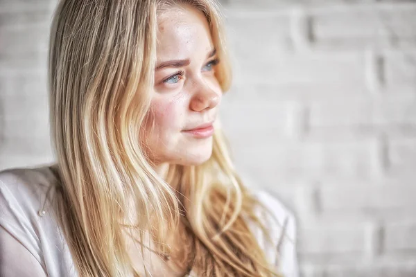 Retrato Belleza Linda Mujer Joven Rubia — Foto de Stock