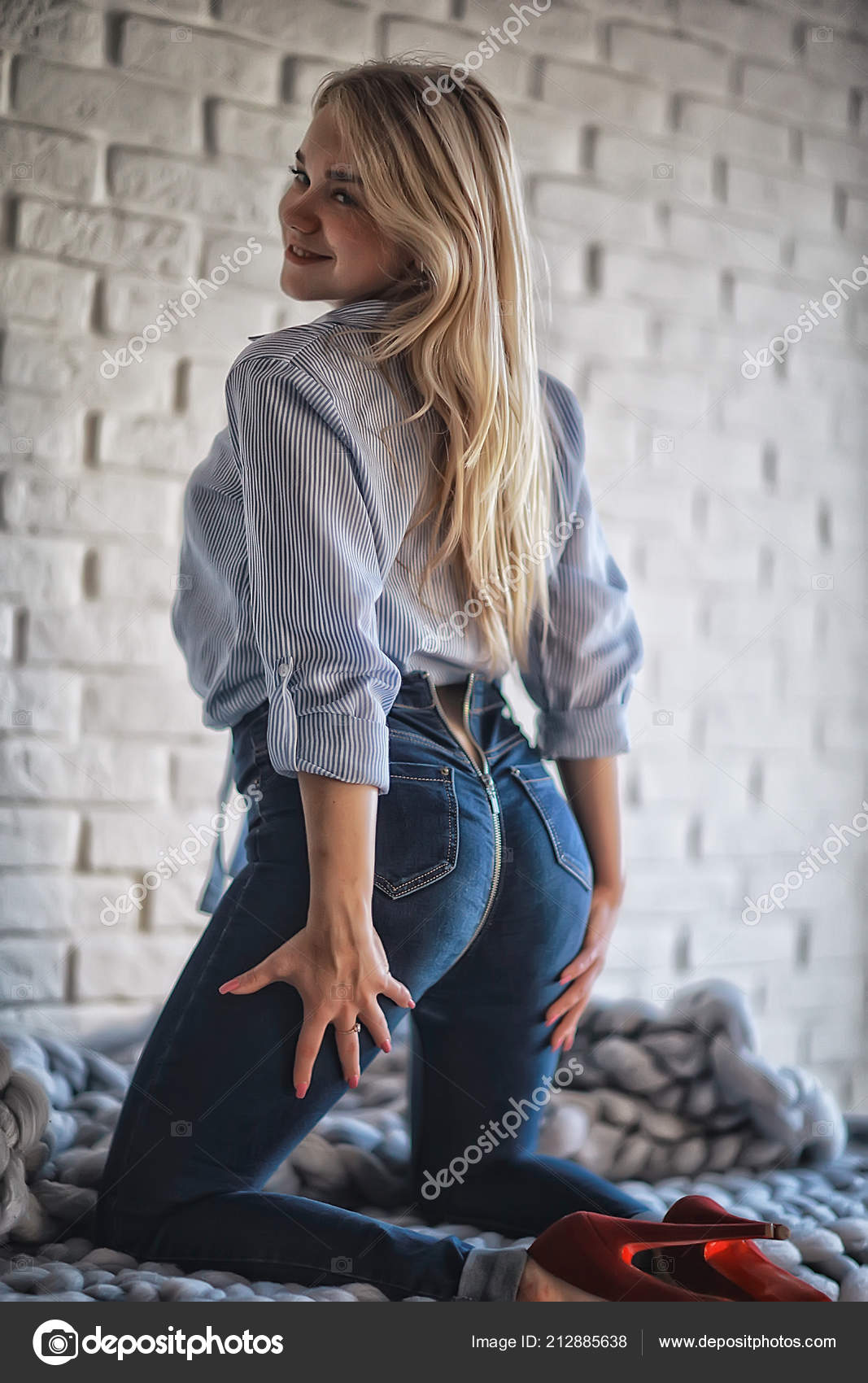 Young girl shop in tight jeans