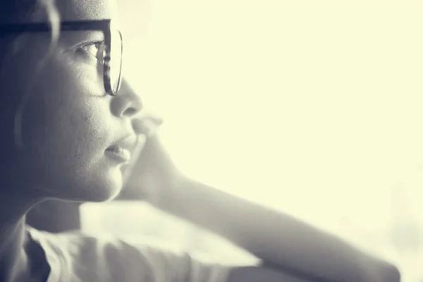 Portrait Young Beautiful Pensive Woman — Stock Photo, Image