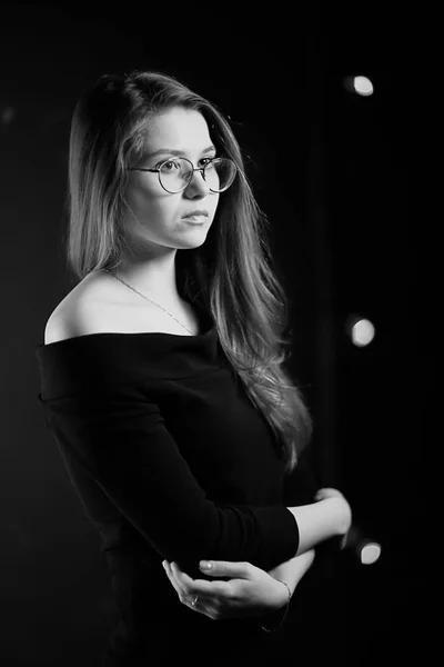 Red Haired Young Woman Wearing Glasses Businesswoman Concept — Stock Photo, Image