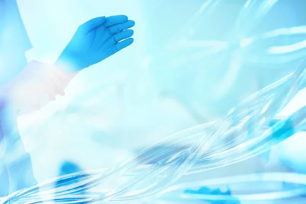 Arzt Zieht Gummihandschuhe Konzept Der Sterilität Reinheit Medizinische Klinik Labor — Stockfoto