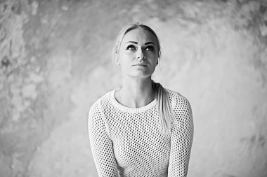 profesyonel makyaj, çekici sarışın genç kadın, closeup ile güzel genç model