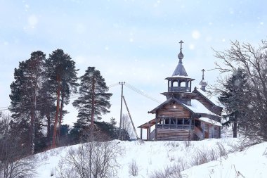 Eski Kizhi kilise, kış görünümü, Rusya mimarisi