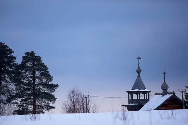 Holzkirche Finnland Winterlandschaft Skandinaviens Alte Architektur — Stockfoto