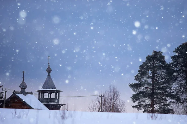 Architectuur Van Oude Kizji Kerk Winters Aanblik Rusland — Stockfoto