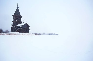 Eski Kizhi kilise, kış görünümü, Rusya mimarisi
