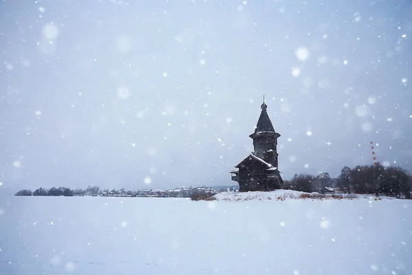 Architectuur Van Oude Kizji Kerk Winters Aanblik Rusland — Stockfoto