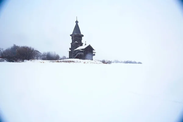 Αρχιτεκτονική Των Παλαιών Kizhi Εκκλησία Χειμώνα Προβολή Ρωσία — Φωτογραφία Αρχείου