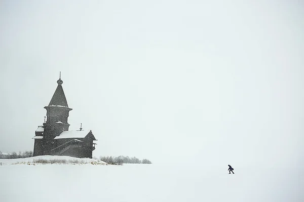 Αρχιτεκτονική Των Παλαιών Kizhi Εκκλησία Χειμώνα Προβολή Ρωσία — Φωτογραφία Αρχείου