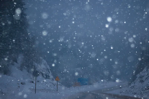 Köd Téli Road Magányos Téli Táj — Stock Fotó