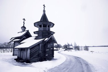 Eski Kizhi kilise, kış görünümü, Rusya mimarisi
