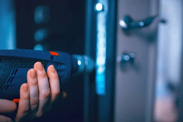 Installation Lock Door Closeup Security Concept — Stock Photo, Image